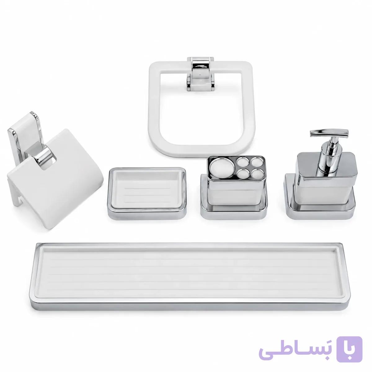 ست اکسسوری 6 تیکه سرویس بهداشتی سفید کروم | بهترین قیمت