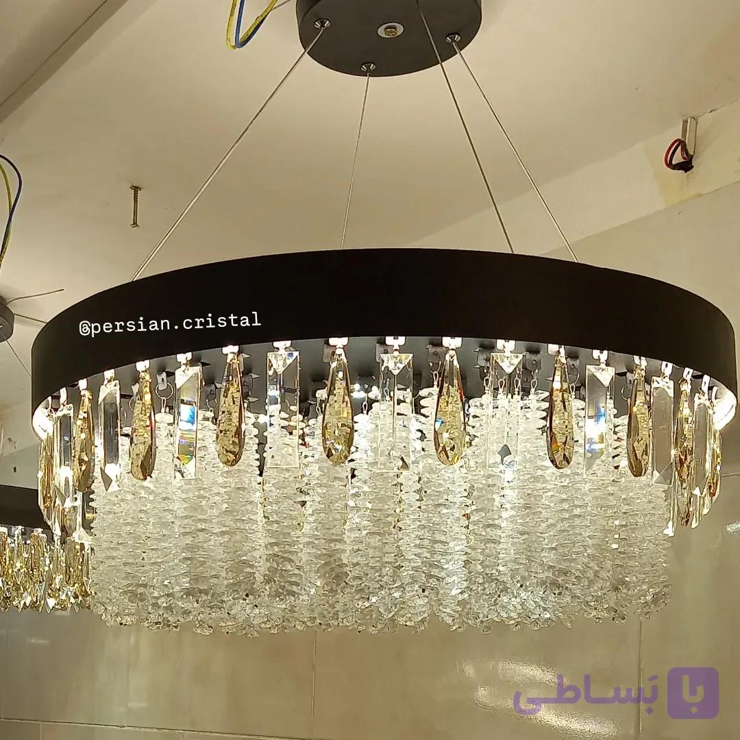 لوستر مدرن با کریستال نباتی ۶۰ سانت