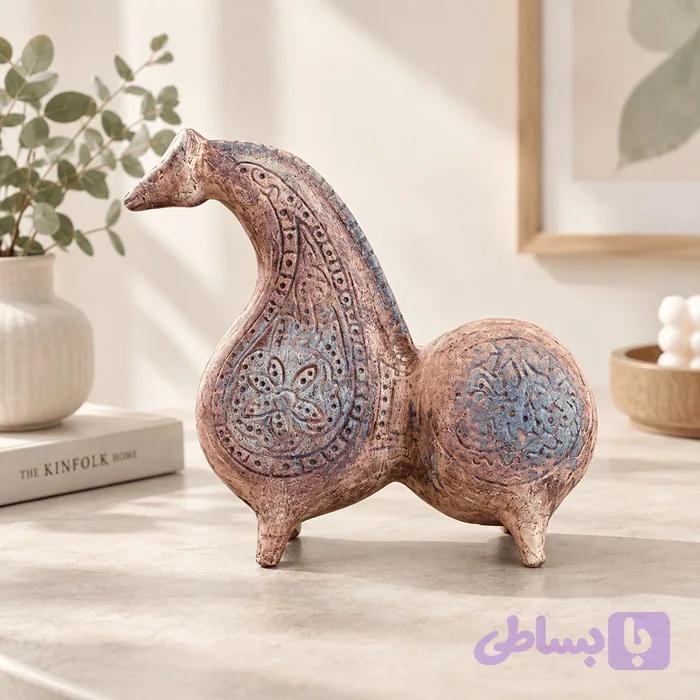 مجسمه دکوری سفالی مدل اسب املش مشکی