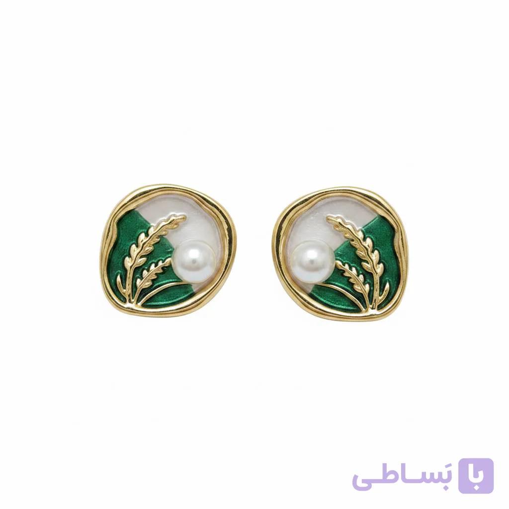 گوشواره مینا کاری طرح گندم مرواریدی