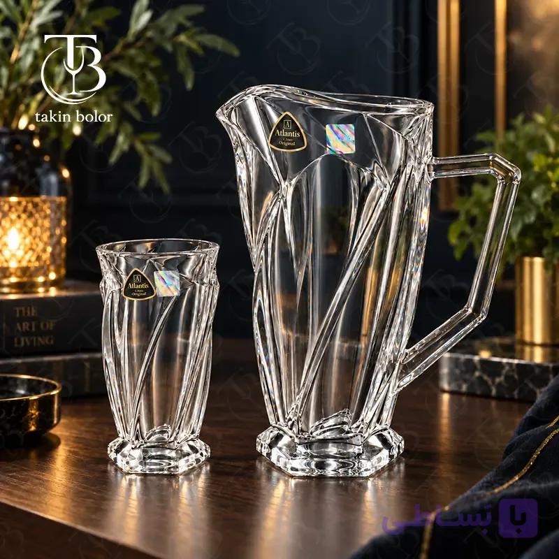 پارچ و لیوان ویترا – مدل ماکائو – لب طلا — تصویر 1