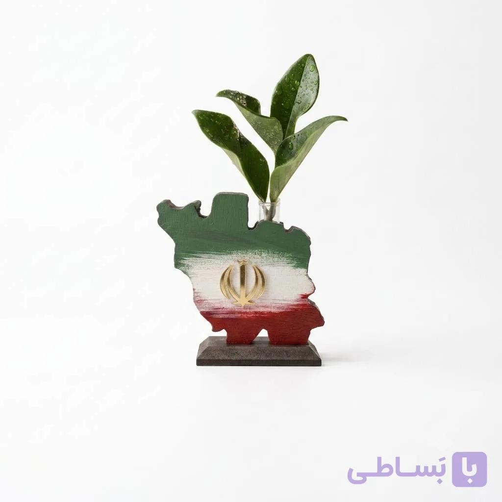 گلدان چوبی طرح نقشه ایران — تصویر 1