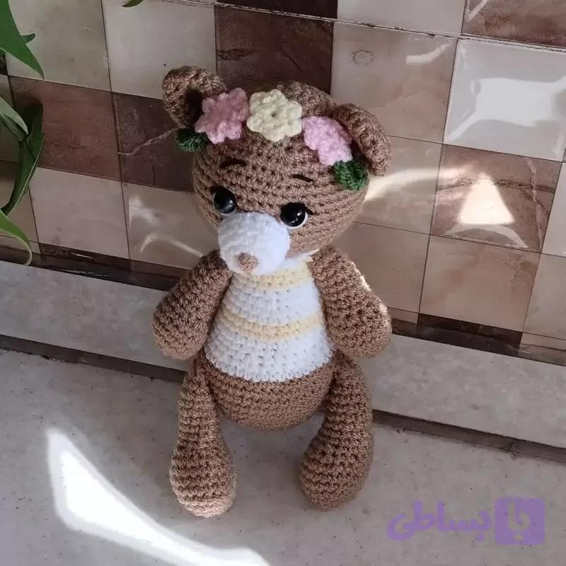 عروسک بافتنی خرس قهوه ای