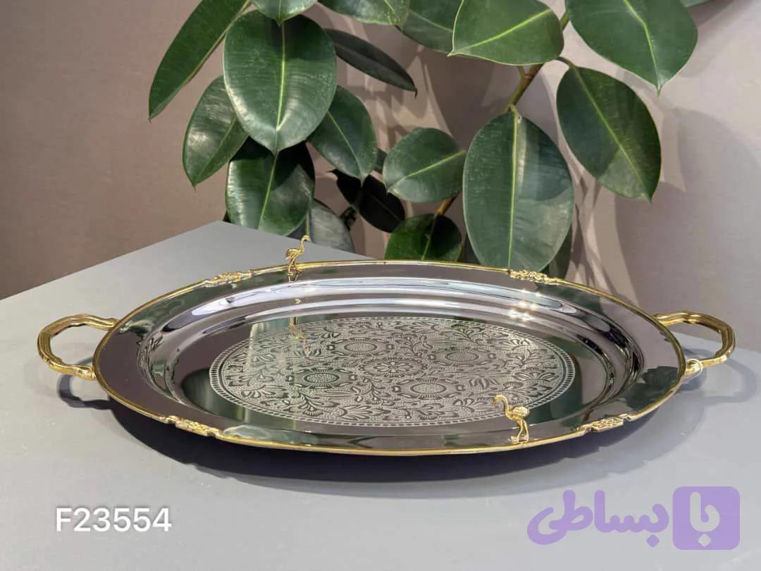سینی پذیرایی کوچک بیضی استیل