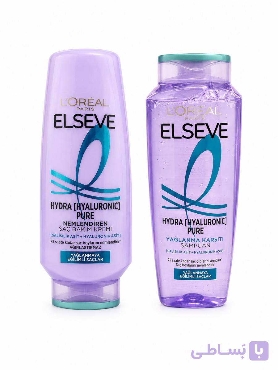 پک شامپو و نرم‌کننده لورآل السیو Hydra Hyaluronic Pure موهای چرب(به شرط اورجینال ترکیه و تاریخ روز واقعی)
