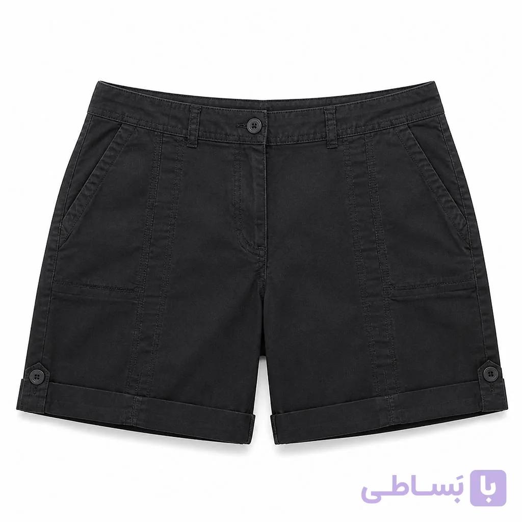 شلوارک زنانه کتان وارداتی برند BRANDTEX رنگ مشکی