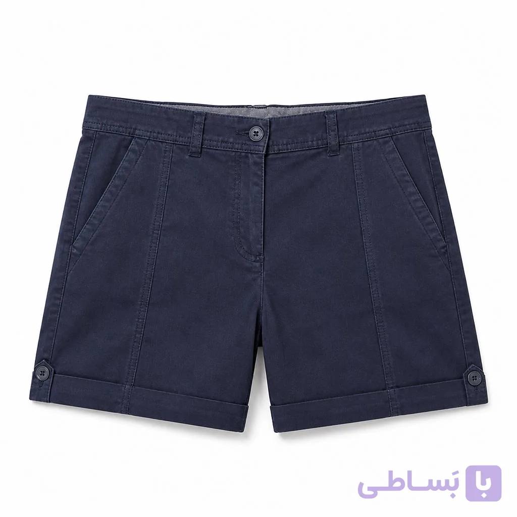شلوارک زنانه کتان وارداتی برند BRANDTEX رنگ کرم