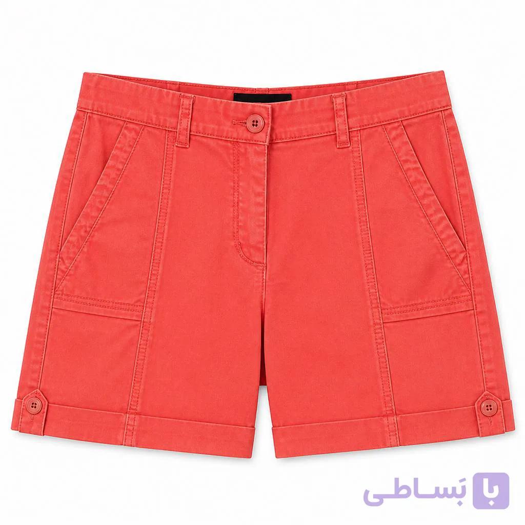 شلوارک زنانه کتان وارداتی برند BRANDTEX رنگ قرمز