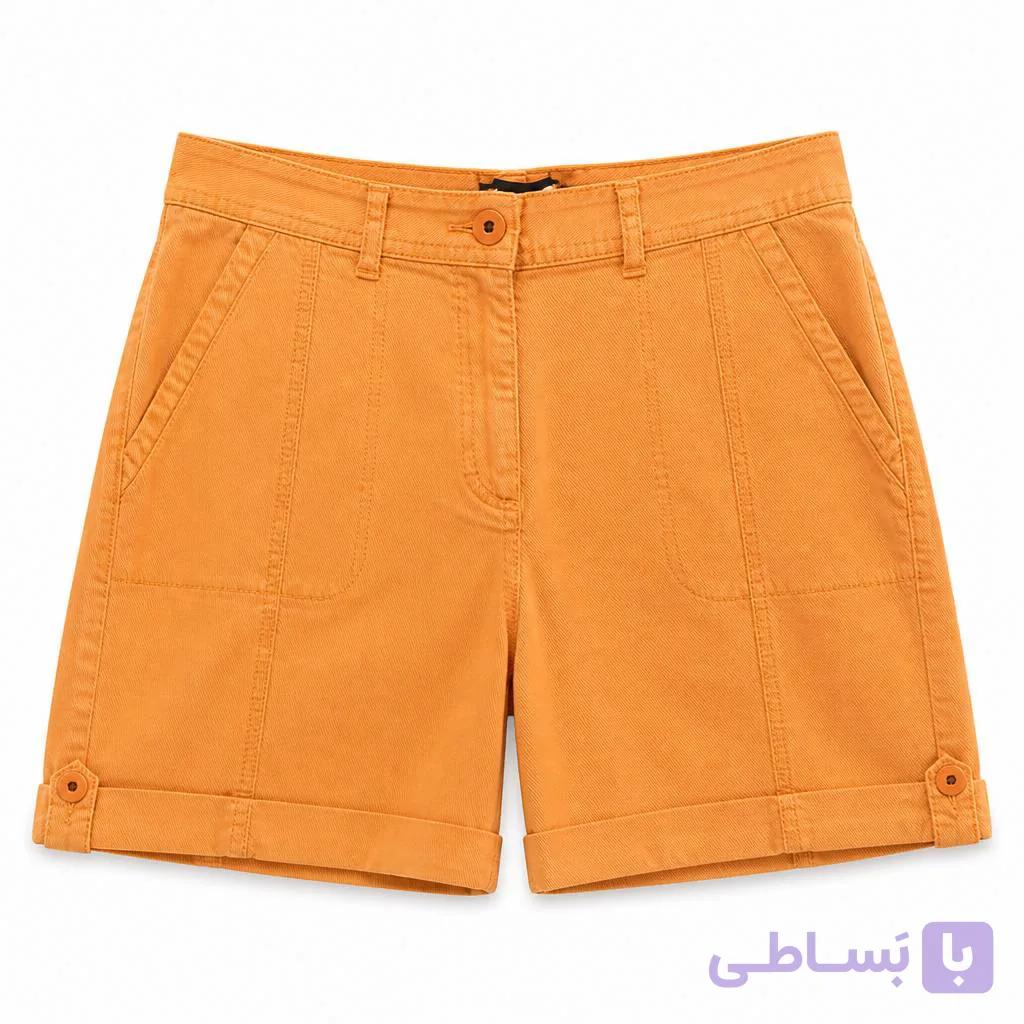شلوارک کتان زنانه وارداتی برند BRANDTEX رنگ نارنجی