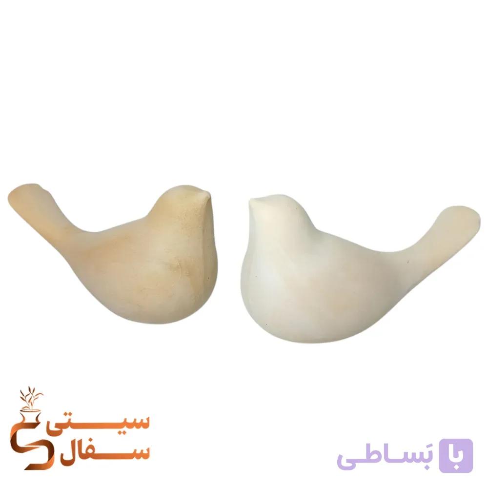 مجسمه پرستو سفالی خام دست ساز (بیس نقاشی اکریلیک، پتینه، دکوراتیو و هفت سین) — تصویر 1