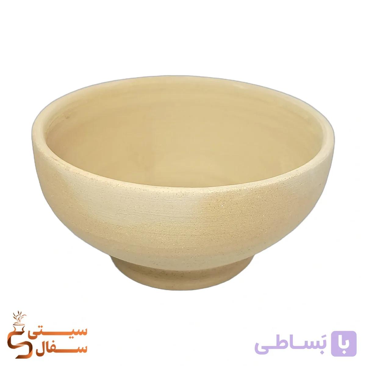 کاسه آبگوشت خوری سفالی خام دهانه ۱۵ سانت (بیس نقاشی اکریلیک، میناکاری سرد، سفره هفت‌سین و لعاب) — تصویر 1