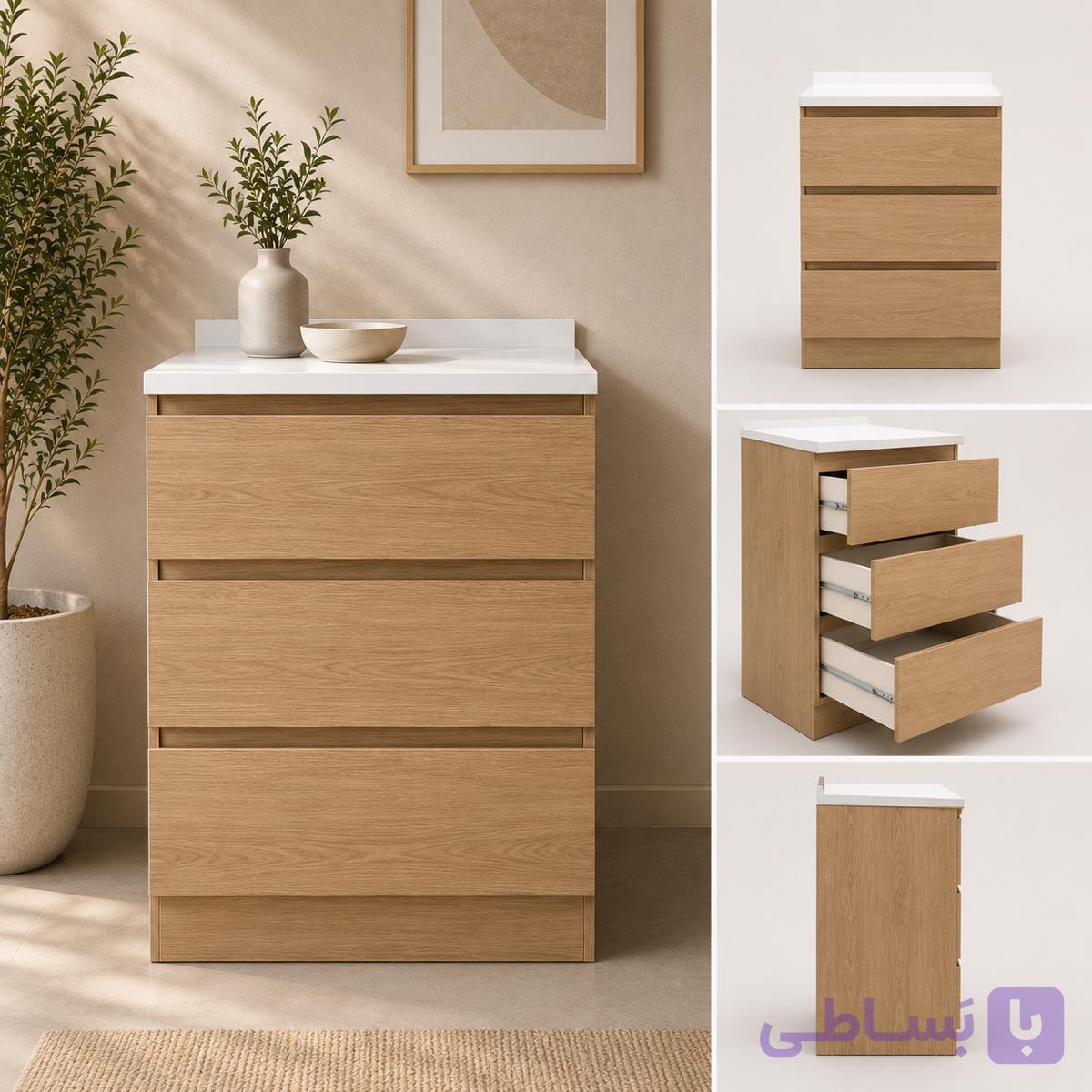کابینت زمینی سه کشو MDF عرض 45 سانتی‌متر — تصویر 1