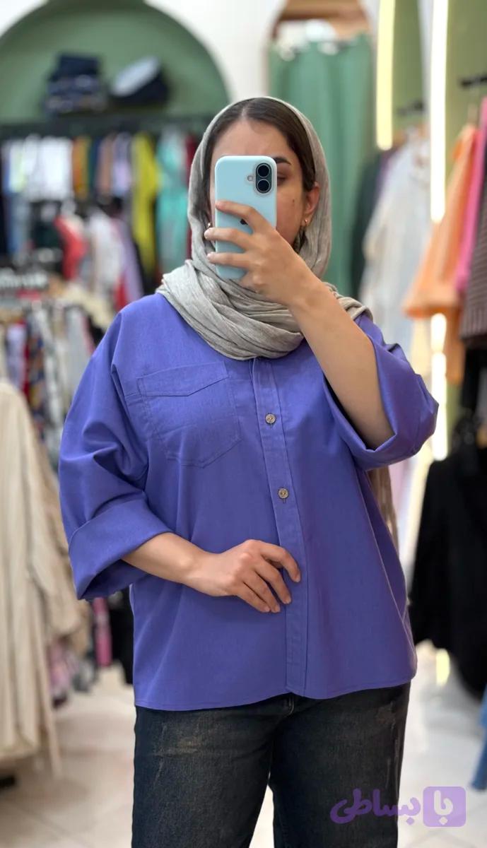 شومیز زنانه مدل باکسی رنگ بنفش