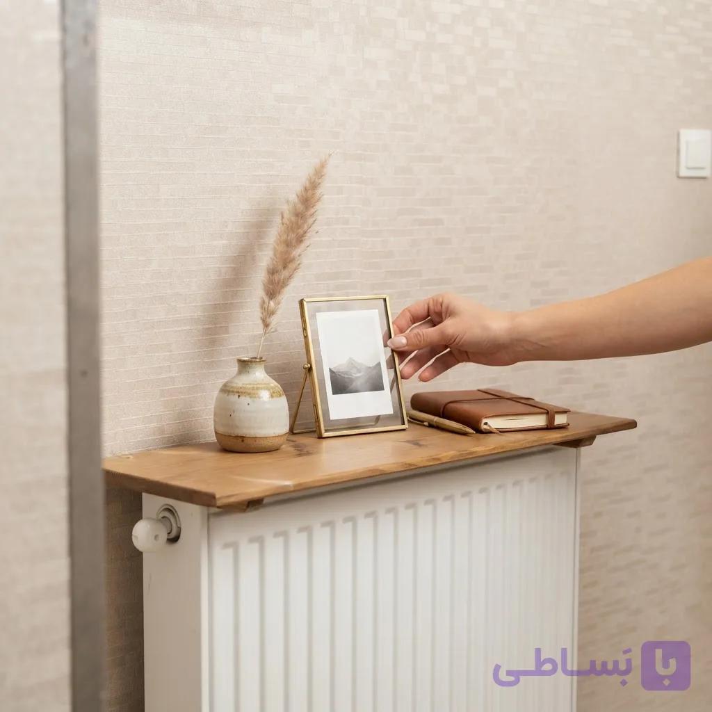 کاور چوبی مدل شلفی برای دیزاین روی شوفاژ سایز ۹۰
