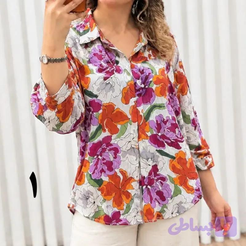 شومیز طرح دار خارجی دبی SH7723 — تصویر 1