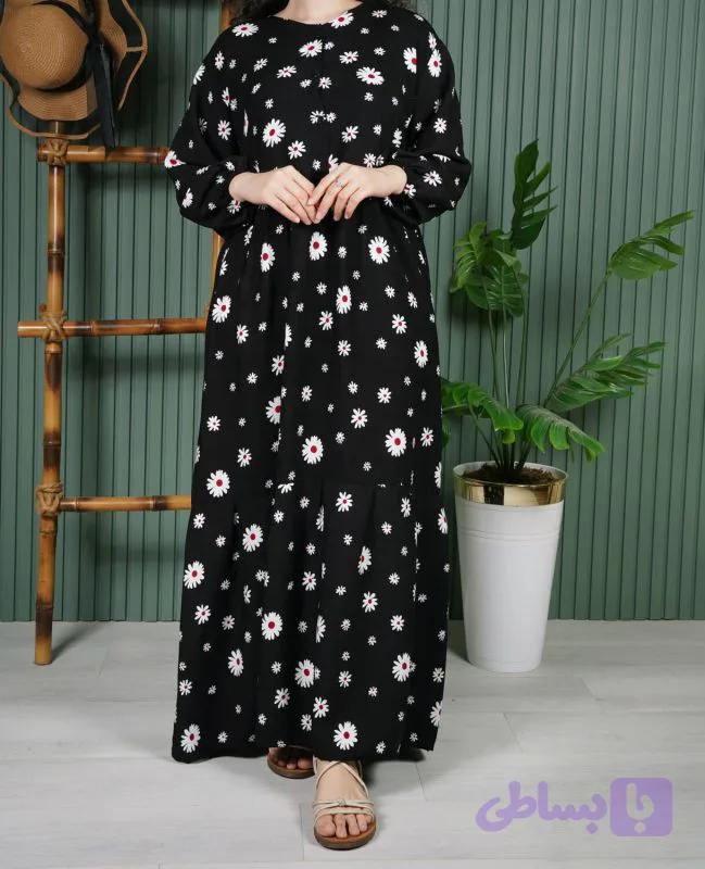 پیراهن ساحلی زنانه جلو دکمه بابونه R7731 — تصویر 1