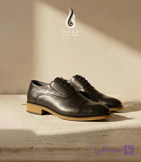 کفش چرم دست دوز مردانه کلاسیک کد 1353 — تصویر 1