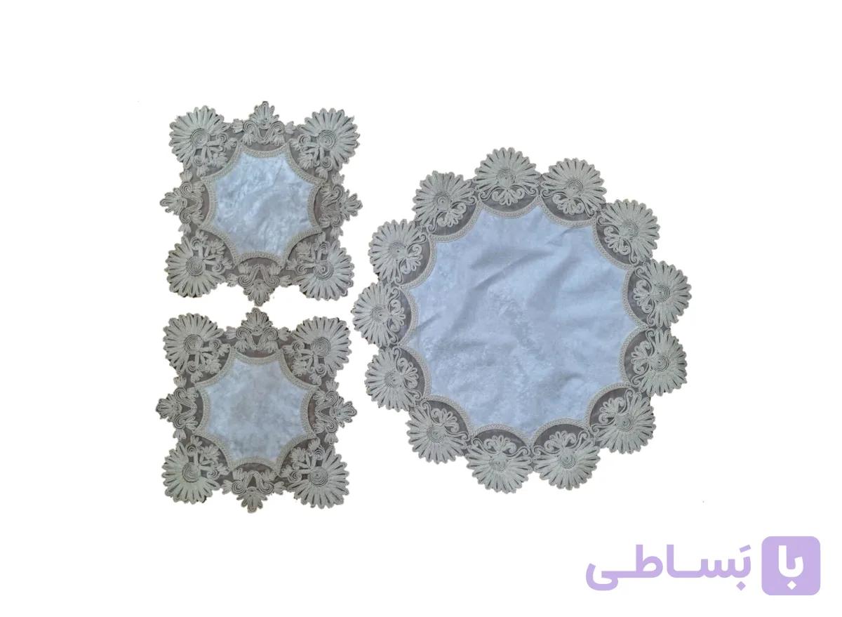 ست رومیزی سه تیکه طرح فانتزی گل دار