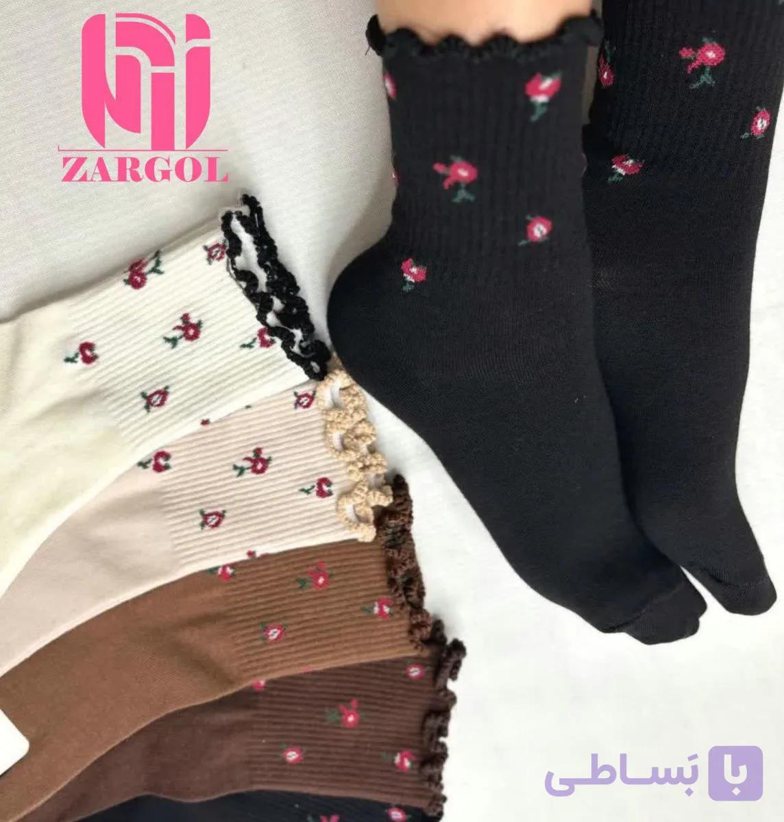 جوراب ساقدار لبفر گلدار — تصویر 1