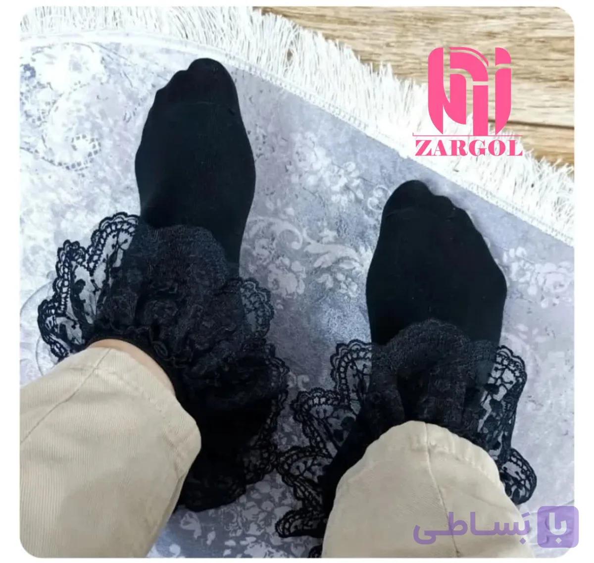 جوراب عروسکی لبه توری مشکی — تصویر 1