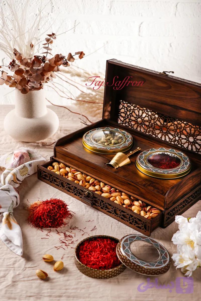 باکس چوبی کادویی زعفران شمس