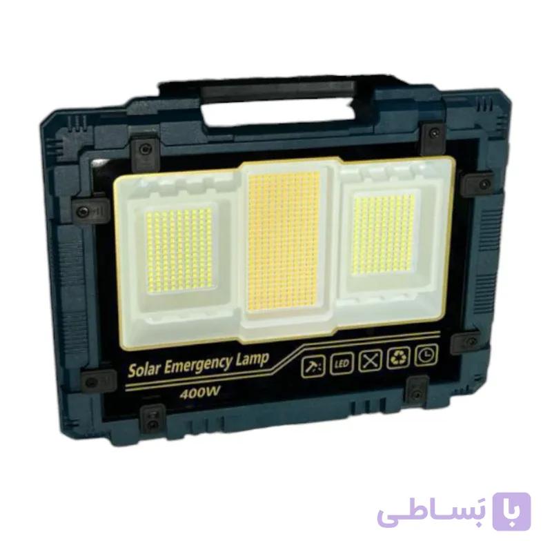 پروژکتور شارژی و خورشیدی ۴۰۰ وات حرفه‌ای مدل W8121-2 (دیمردار با پنل مجزا) - فروشگاه سولارباما