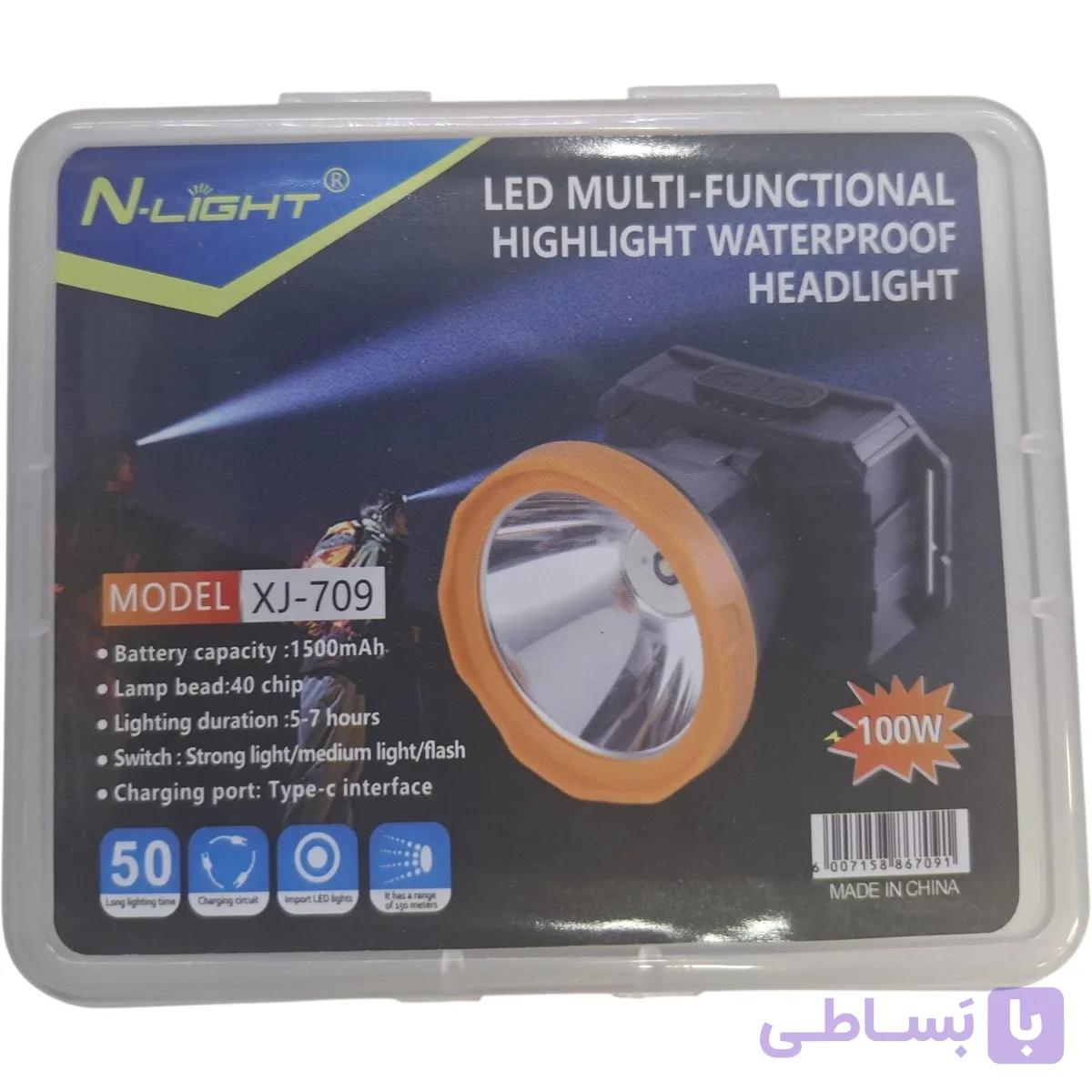 چراغ پیشانی (هدلایت) ان‌لایت مدل N-LIGHT XJ-709 (توان ۱۰۰ وات با ۴۰ چیپ LED) - فروشگاه سولارباما
