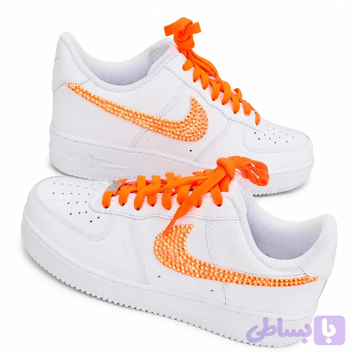 کفش ایرفورس 1 کاستوم طرح Orange نگینی