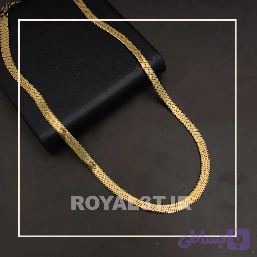 گردنبند هرینگبون ( ماری ) گیس بافت 0/5 طلایی کد 557