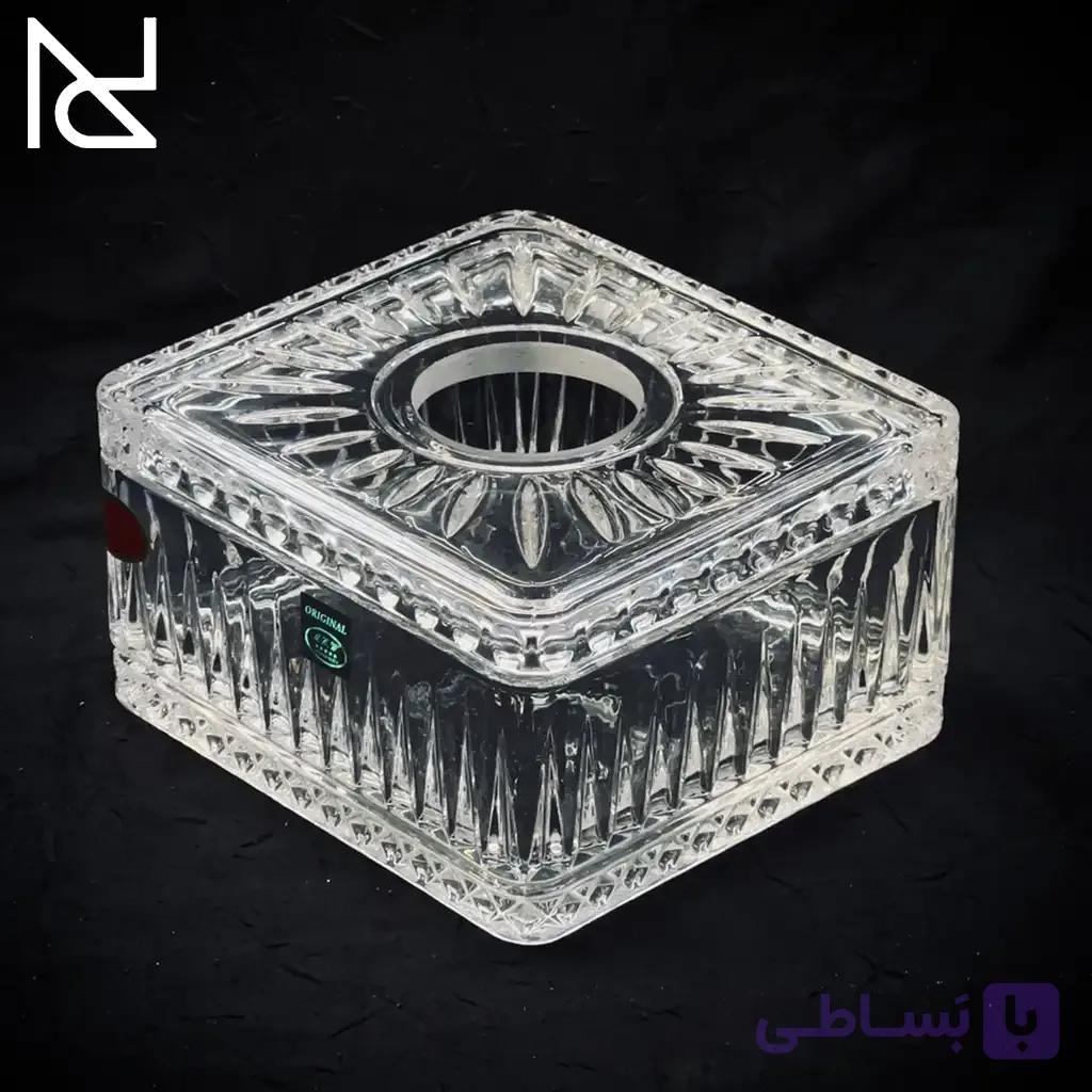 جای دستمال کاغذی بلوری استوانه‌ای مدل الیسا (خطی) — تصویر 1
