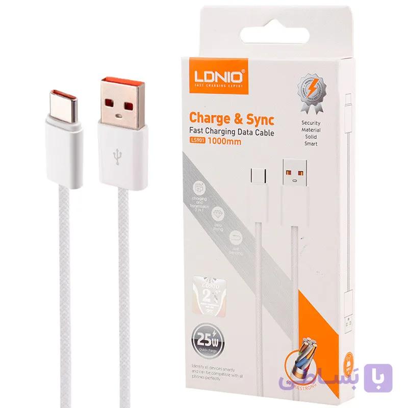 کابل شارژ لایتنینگ الدینیو مدل LS901 طول ۱ متر فست شارژ ۲۵ وات