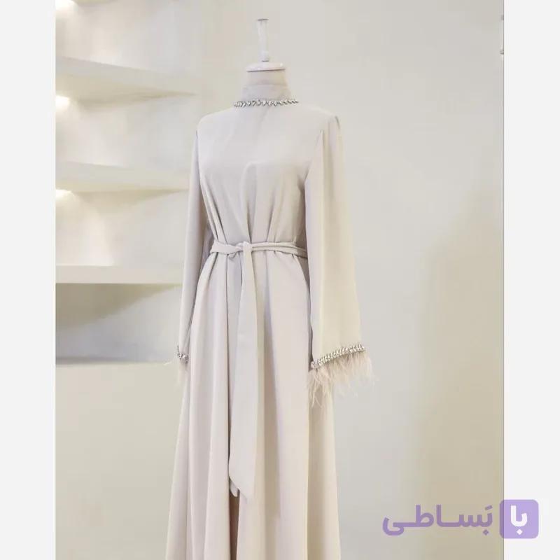 پیراهن کم جواهر مزون دوز آستین پر
