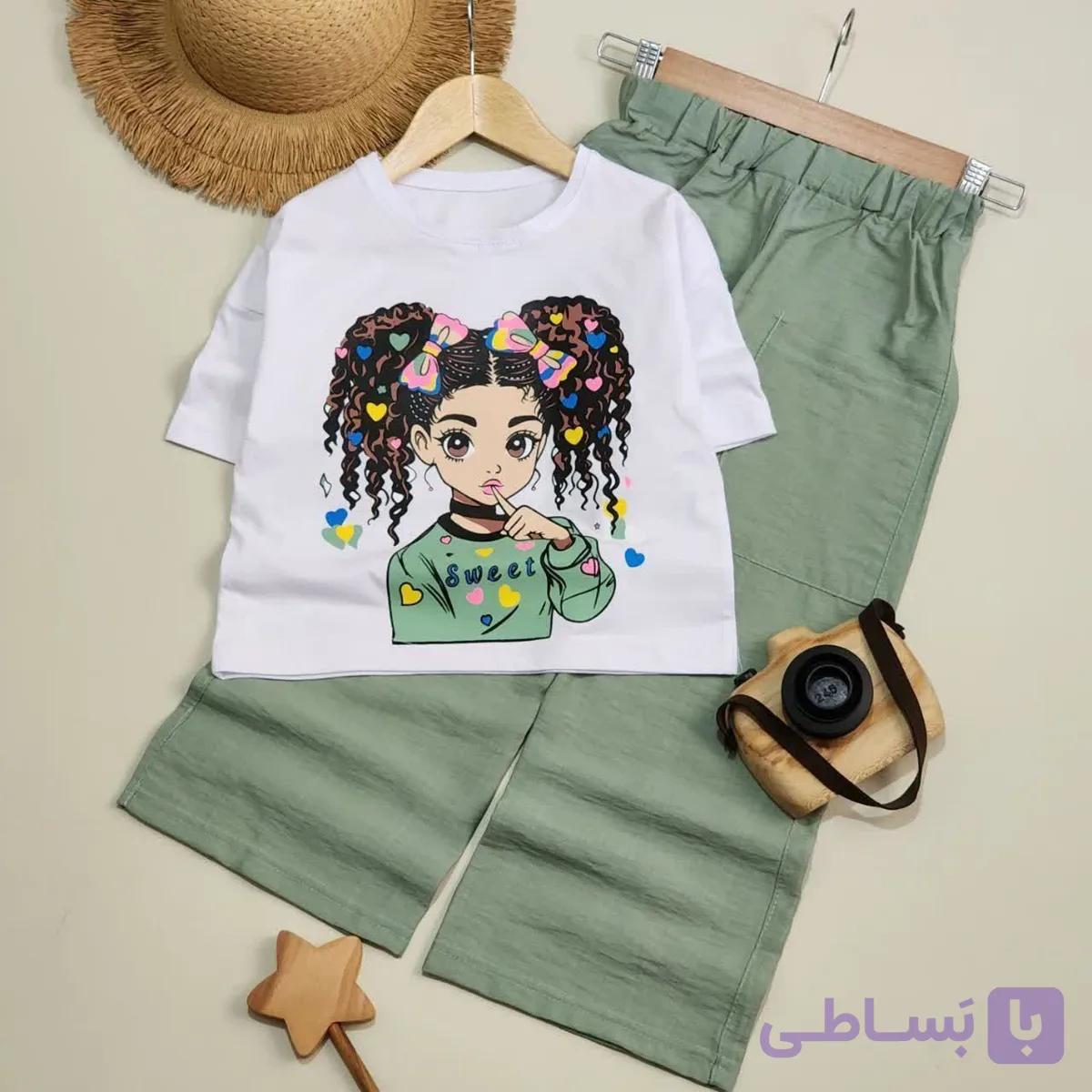 کراپ و شلوار دخترانه موفرفری