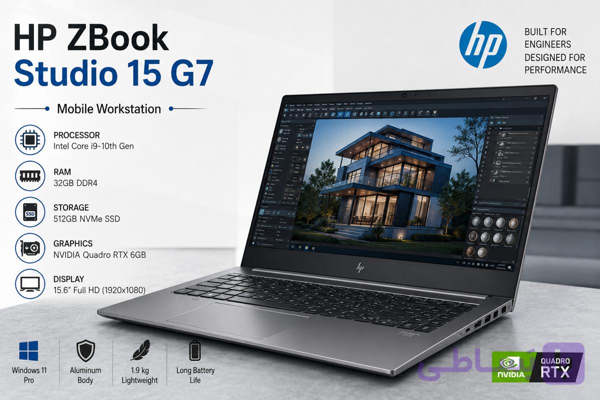 خرید HP ZBook Studio 15 G7 i9 نسل 10 | رم 32GB | RTX 6GB | مثلث طلایی