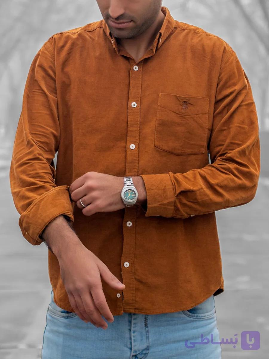 پیراهن مخمل کبریتی پارچه ترک بدون رنگ رفت — تصویر 1