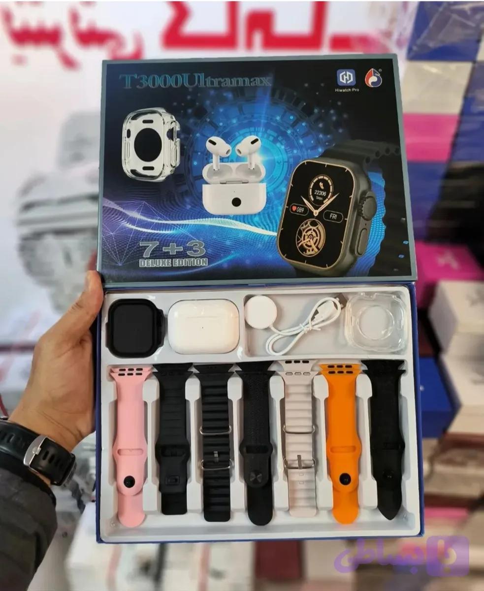ساعت هوشمند T3000 ultramax هفت بند+ایرپاد+کاور ژلاتینی شفاف
