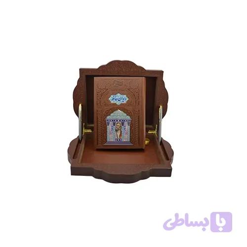 پک دیوان حافظ وزيری چرم طرح صدف با خودكار و روان نویس و جعبه — تصویر 1
