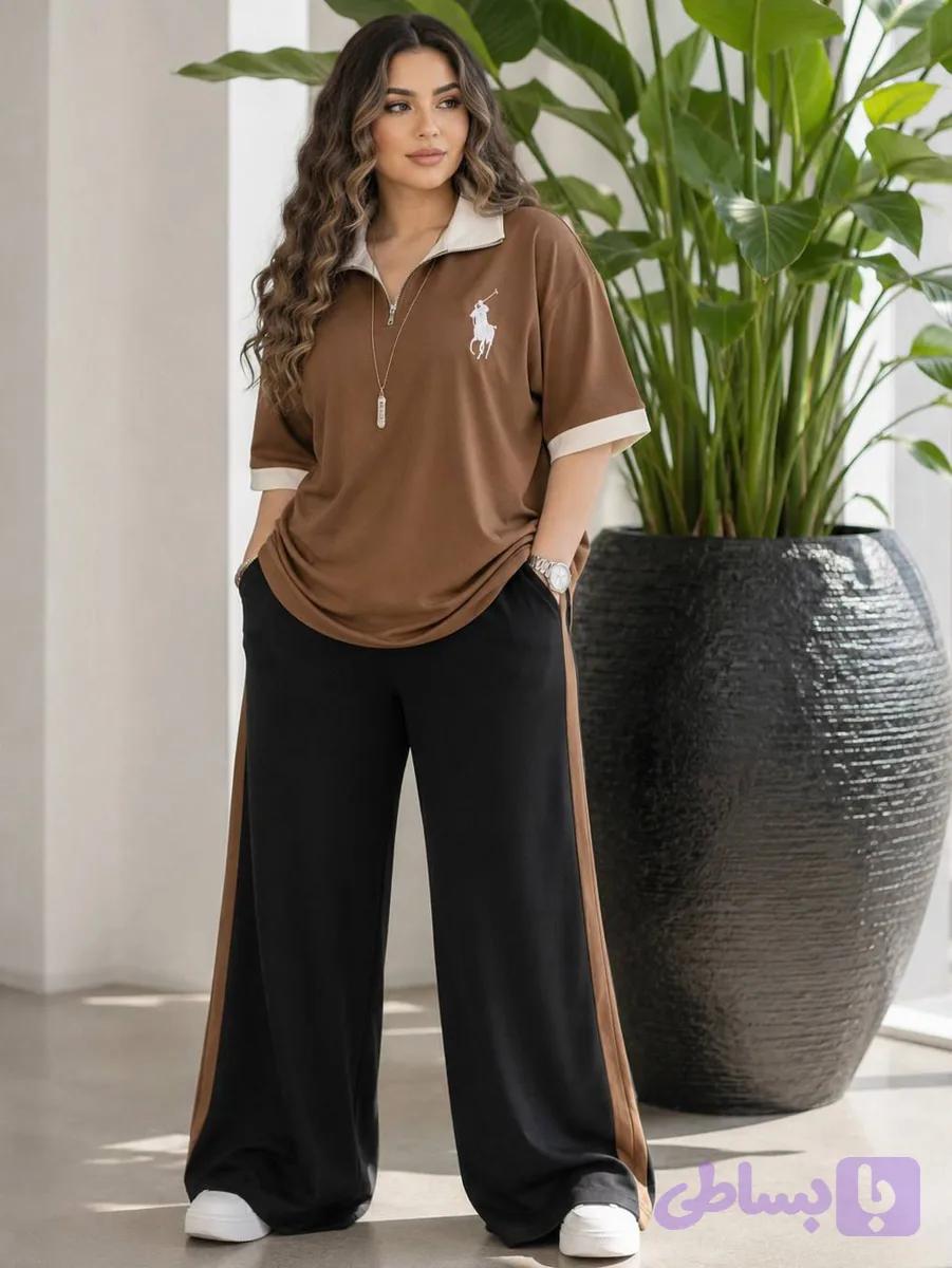 ست تیشرت شلوار ترند😍 جنس : گلکسی نخ پنبه رنگ بندی : , طوسی, کرم, سرخابی, سبزآبی سایز ها : فری تا ۴۸ 🍭 ست دو تیکه (تیشرت + شلوار) polo🌸✨ 🎀• تیشرت یقه زیپ 🎀• ‌شلوار بگ جیب دار ویژگی‌ها: 🎀• گلکسی نخ پنبه اعلاء 🎀• تنخور شیک و کیوت 🎀• مناسب استایل ۴ فصل 🎀• فری‌سایز تا ۴۸ 🎀