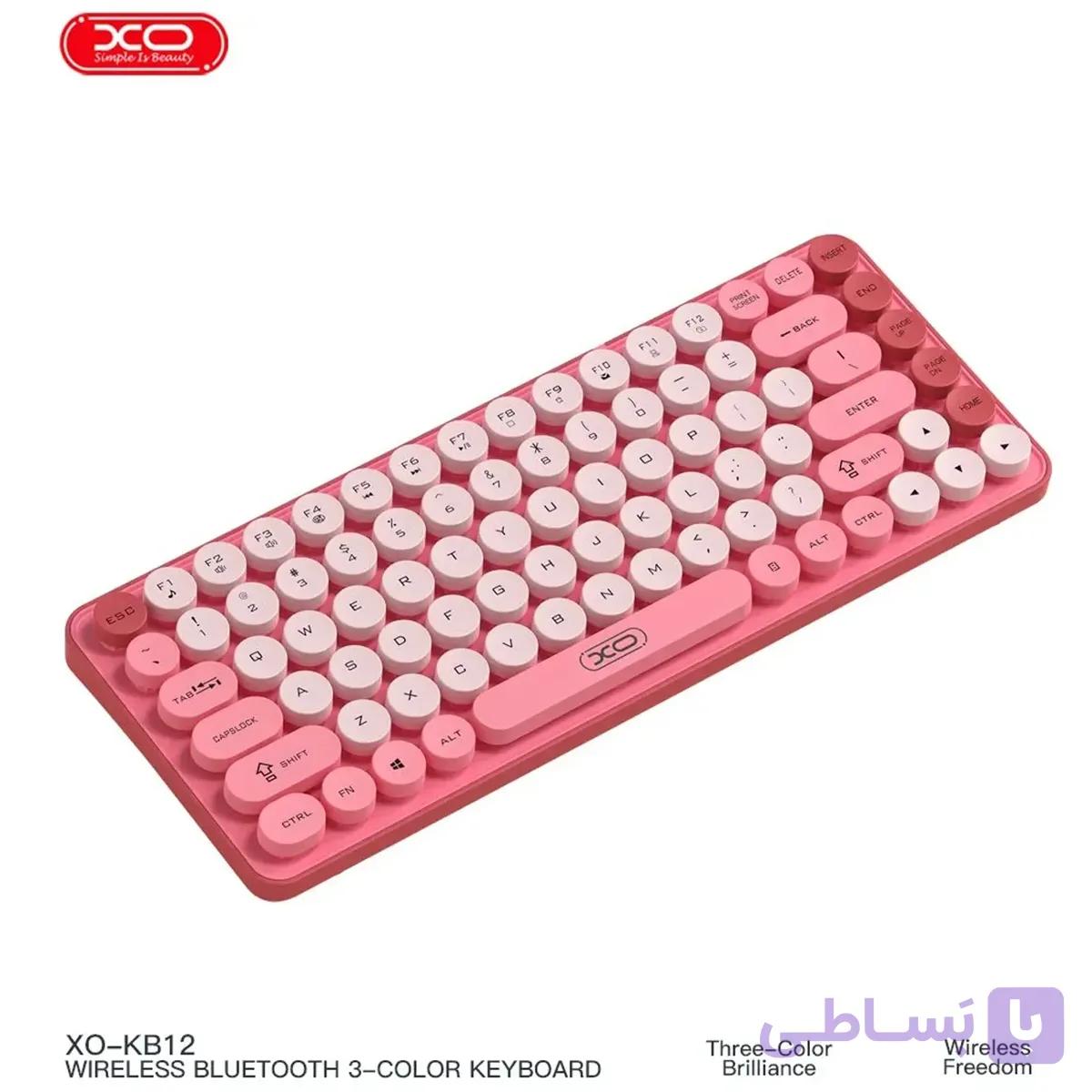 کیبورد بی سیم ایکس او مدل XO KB-12 صورتی — تصویر 1