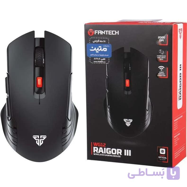 ماوس بی سیم گیمینگ فنتک مدل FANTECH RAIGOR III WG12 مشکی — تصویر 1