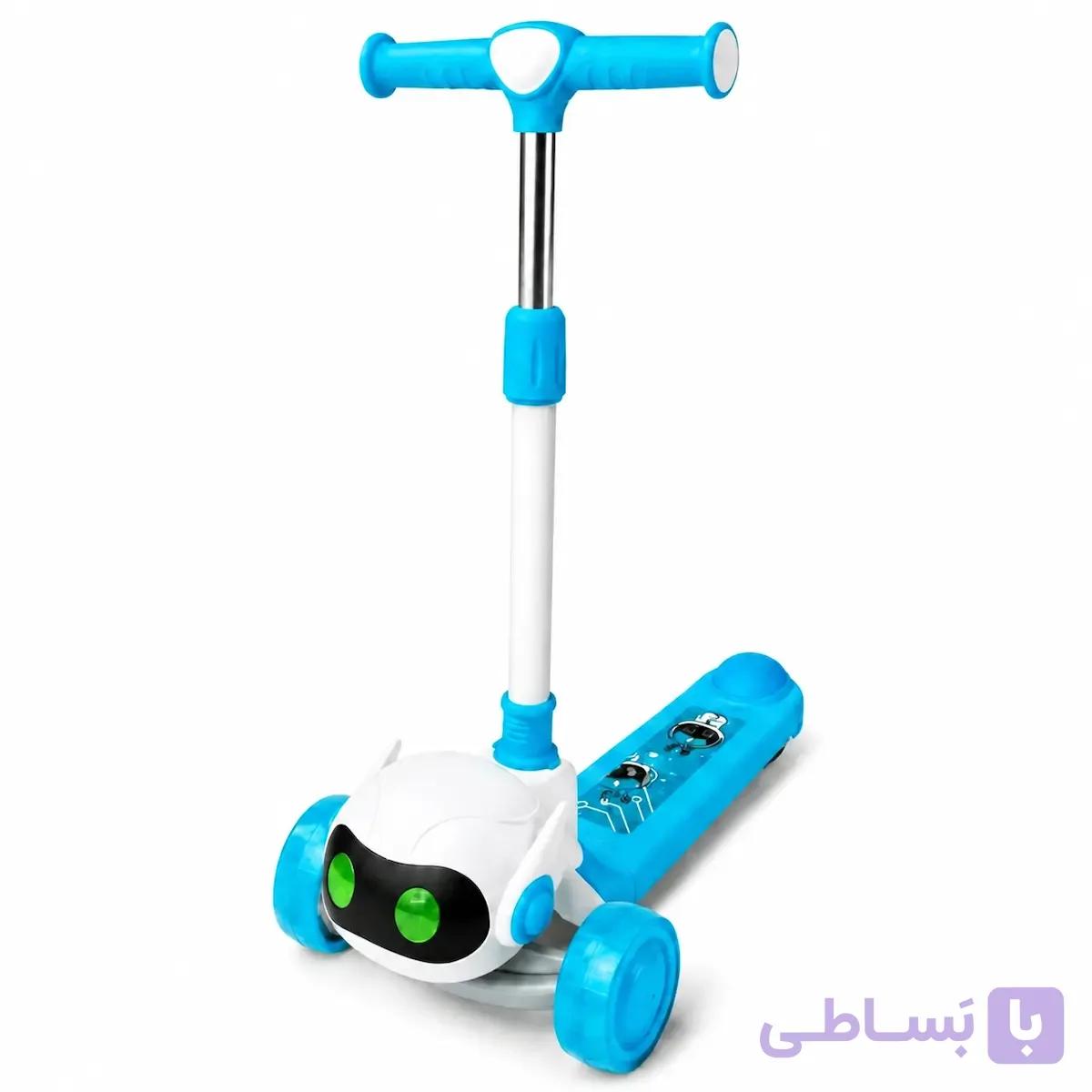 اسکوتر کودک فانتزی مدل ربات عینکی آبی — تصویر 1