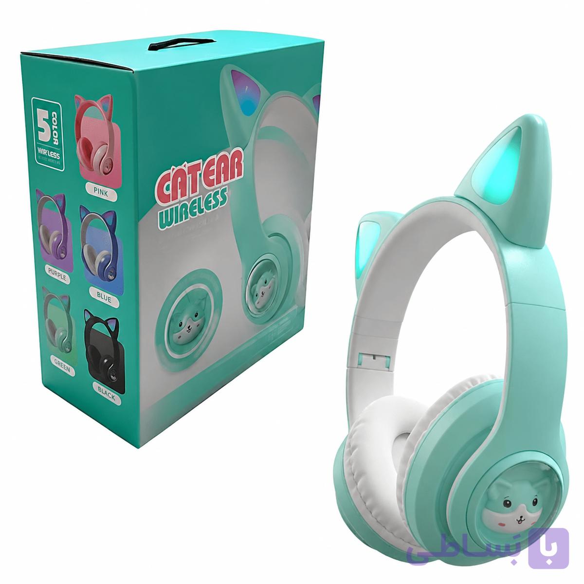 هدست بی سیم فانتزی طرح گربه مدل CAT EAR STN-28T سبز — تصویر 1