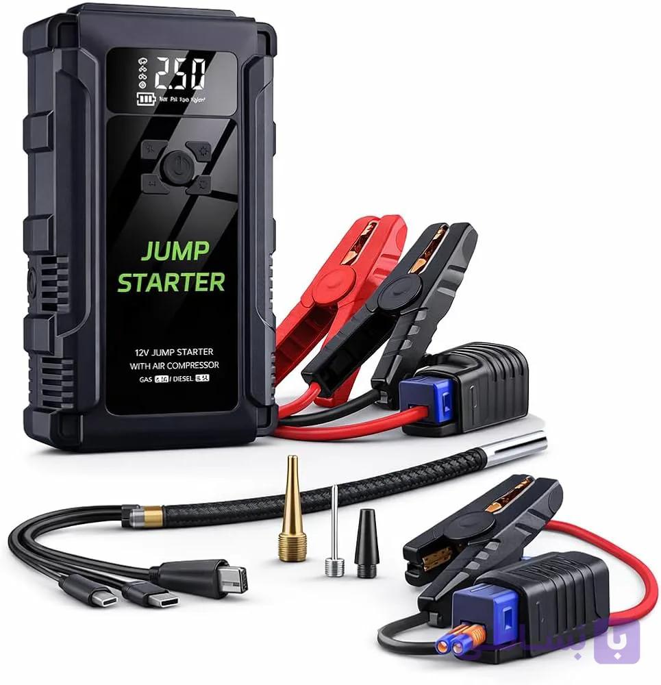 جامپ استارتر، پمپ باد و پاور بانک مدل Car Jump Starter K09B 3000A — تصویر 1