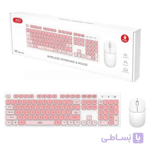 کیبورد و ماوس بی سیم ایکس او مدل XO KB-05 صورتی — تصویر 1