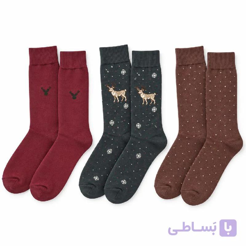 پک سه تایی جوراب ساق دار مردانه پنبه جنگل زاد PH1232 — تصویر 1