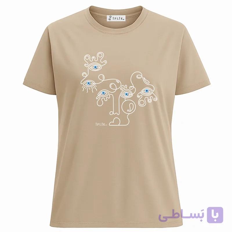 خرید ارزان تیشرت زنانه فری سایز طرح چشم نظر کرم کد IP53.2 — تصویر 1