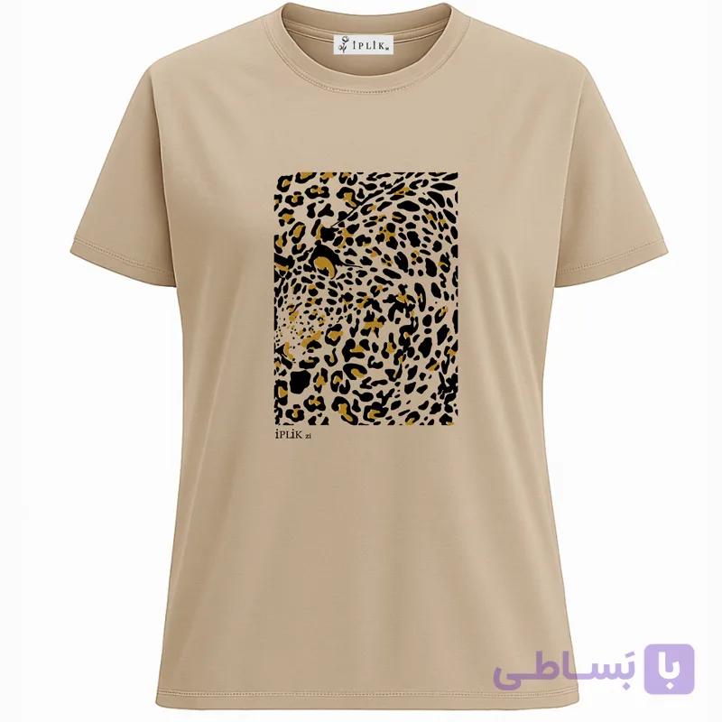 خرید تیشرت زنانه پلنگی کرم کد IP54.2 — تصویر 1