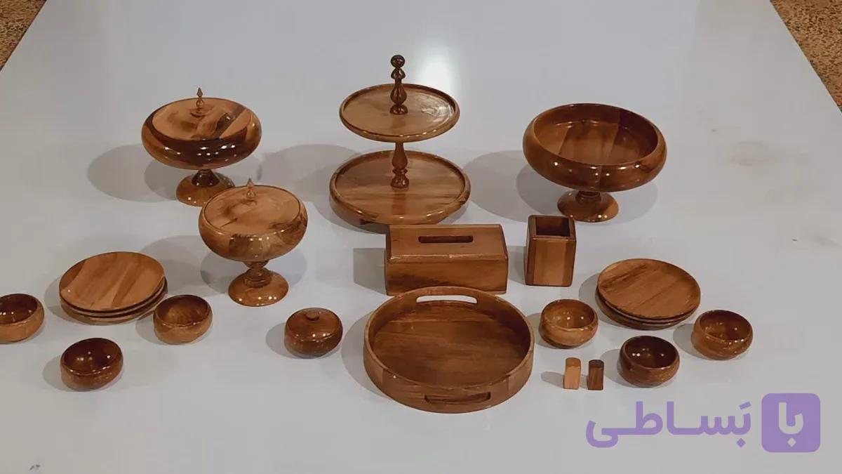 ست کامل پذیرایی برند شاهو جنس چوب گردو ضد آب