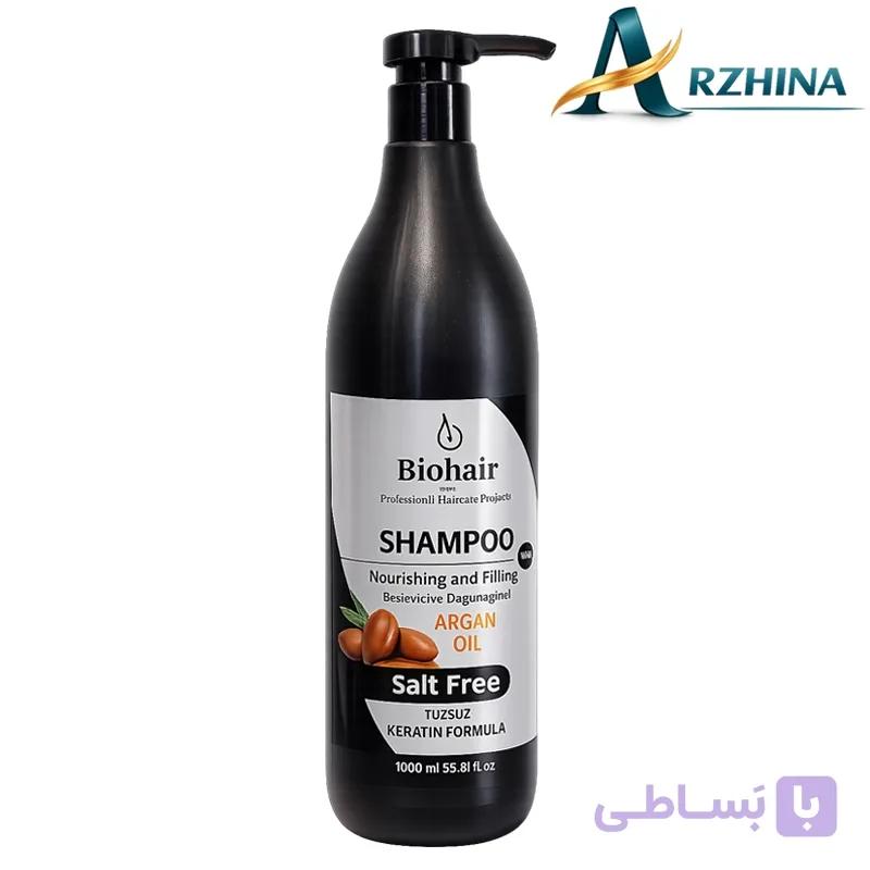 شامپو مغذی و فیلر بایو هیر حاوی روغن آرگان و کراتین حجم 1000 میل