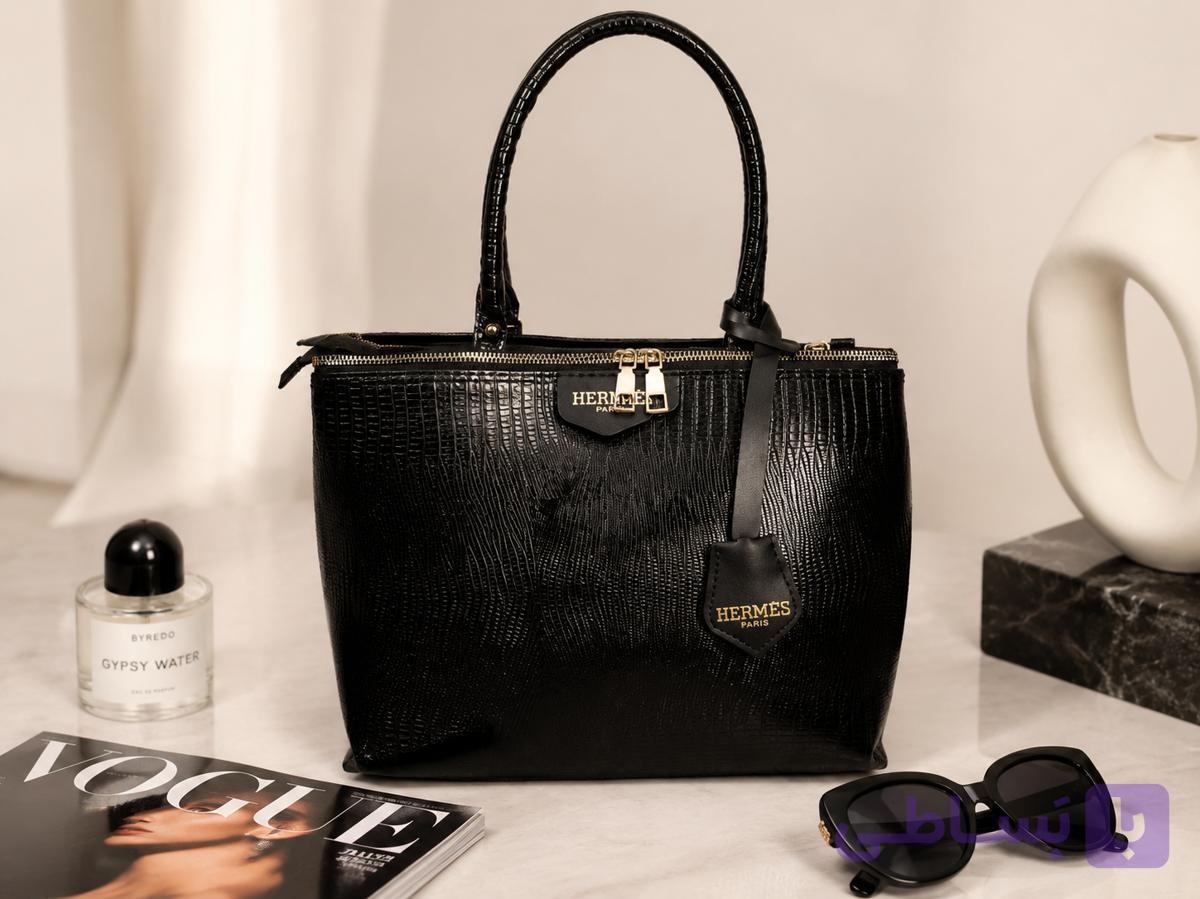 کیف مجلسی لوکس طرح هرمس (Hermes) با چرم براق و بافت خاص | شیک و جادار